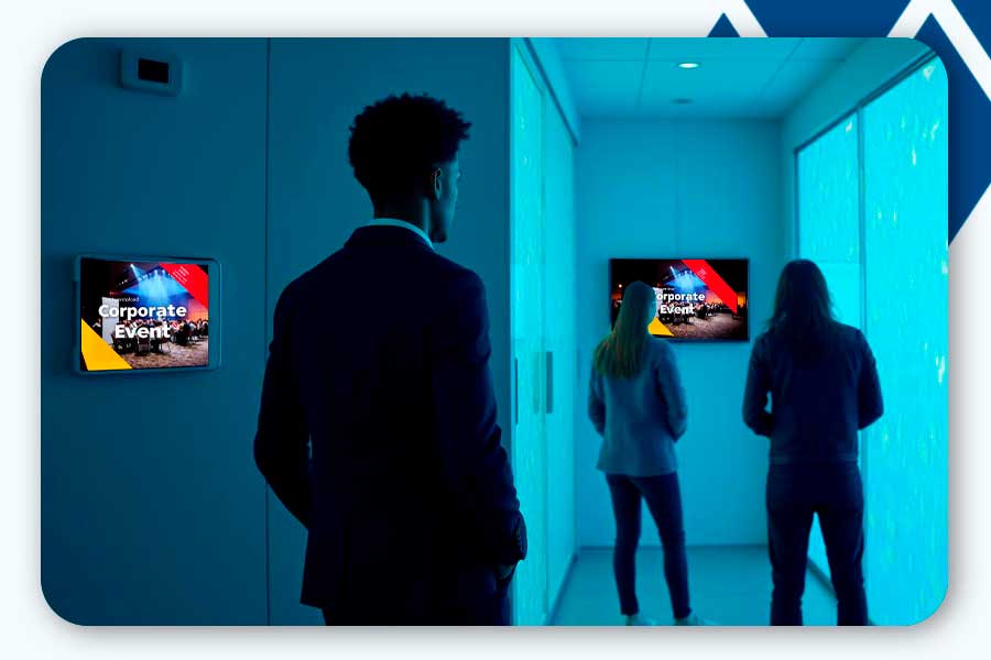 Image showing how naptune's digital signage integrates with the entire corporate environment.