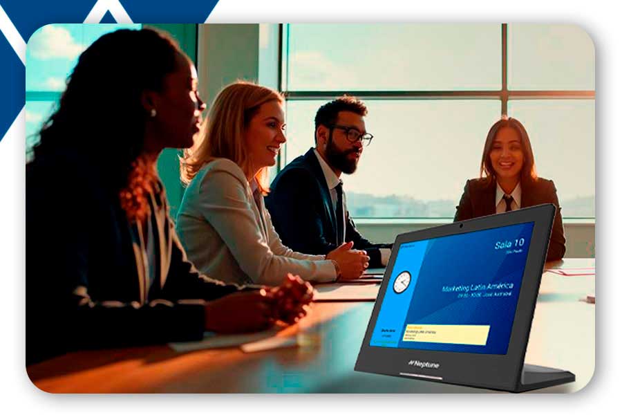 An automated meeting room with meeting assistant for resource and service requests.